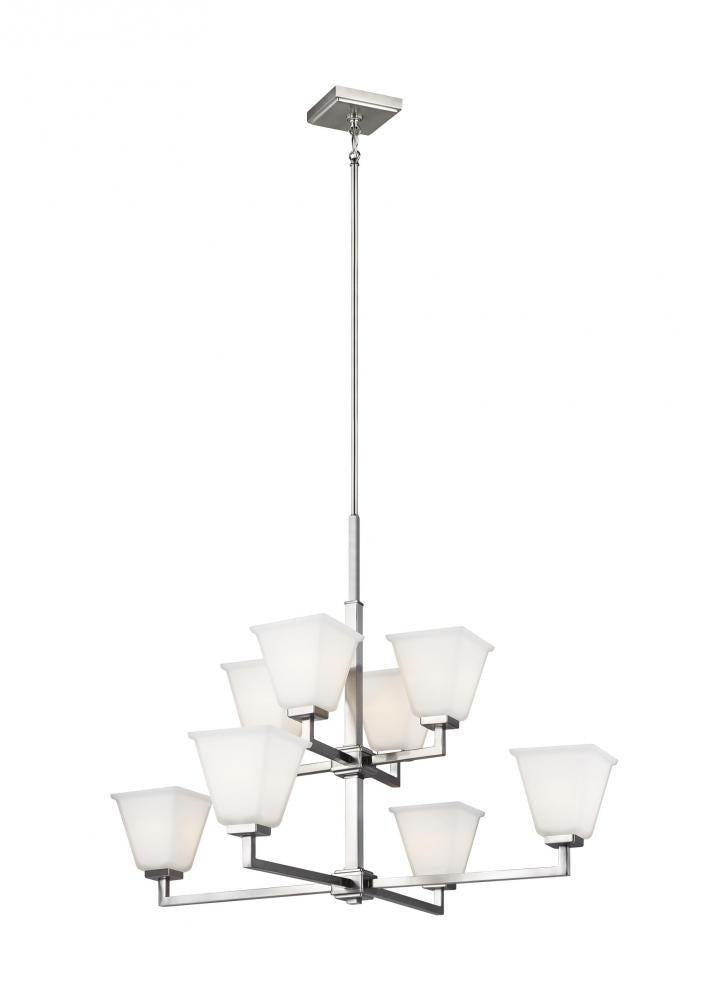 Generation Lighting 3113708-962 Ellis Harper classic 8-light indoor dimmable ceiling chandelier pendant light in brushed nickel silv
