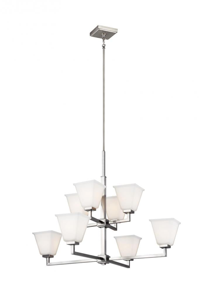 Generation Lighting 3113708EN3-962 Ellis Harper transitional 8-light indoor dimmable ceiling chandelier pendant light in brushed nickel