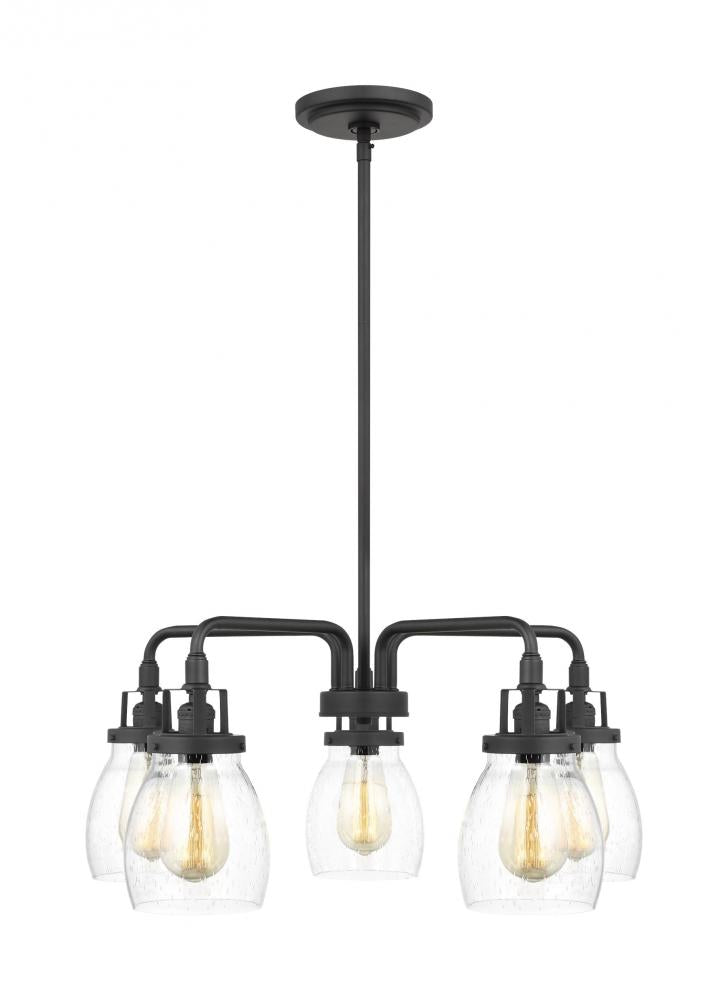 Generation Lighting 3114505-112 Belton transitional 5-light indoor dimmable ceiling chandelier pendant light in midnight black finis