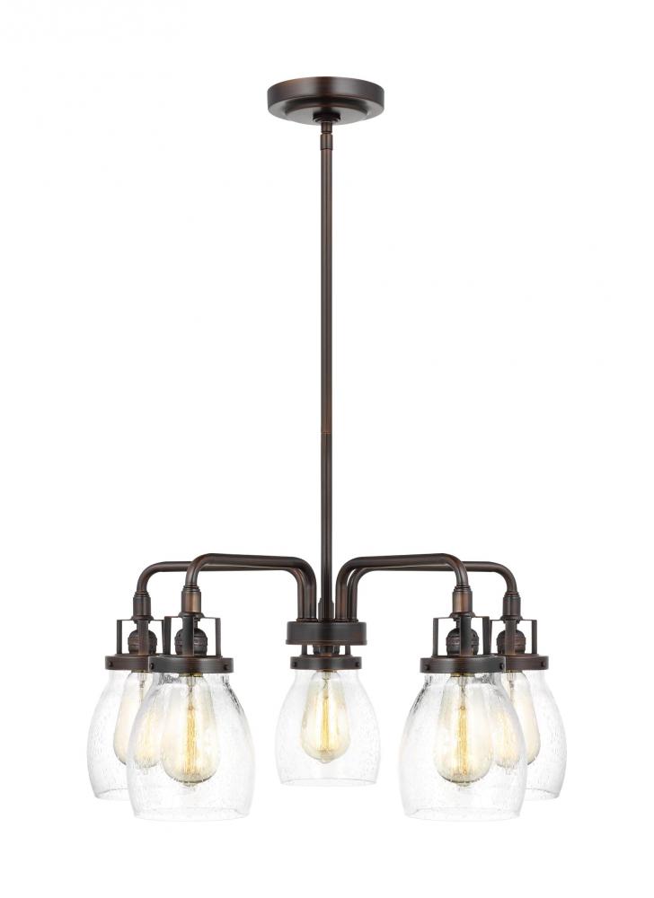 Generation Lighting 3114505-710 Belton transitional 5-light indoor dimmable ceiling chandelier pendant light in bronze finish with c