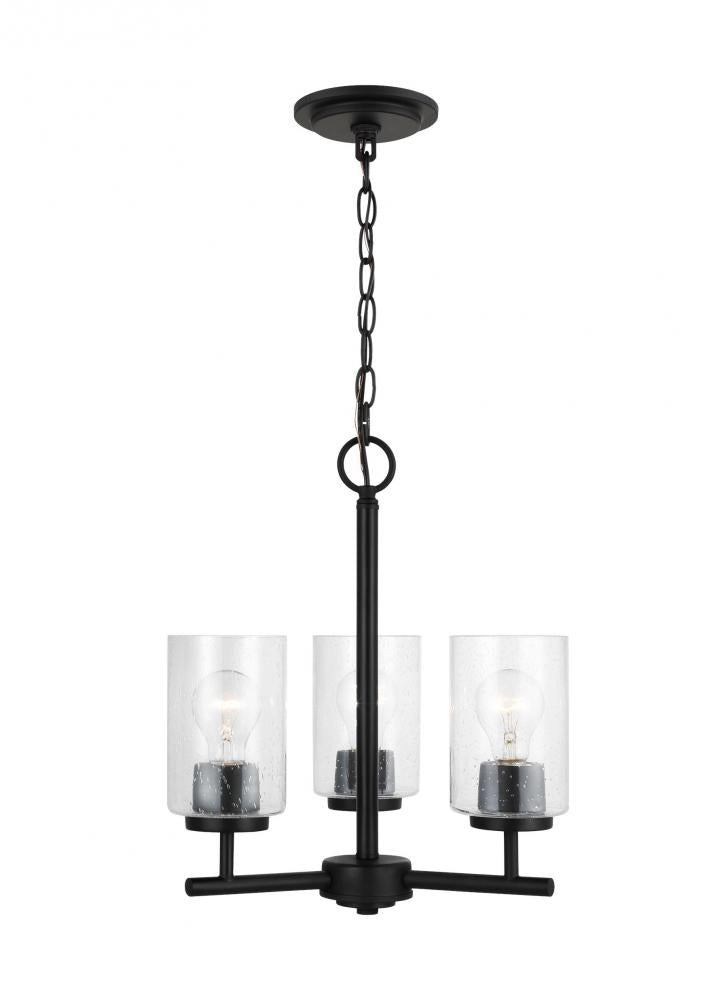 Generation Lighting 31170-112 Oslo indoor dimmable 3-light chandelier in a midnight black finish with a clear seeded glass shade