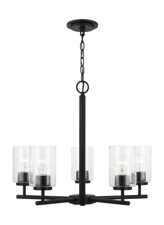 Generation Lighting 31171-112 Oslo indoor dimmable 5-light chandelier in a midnight black finish with a clear seeded glass shade
