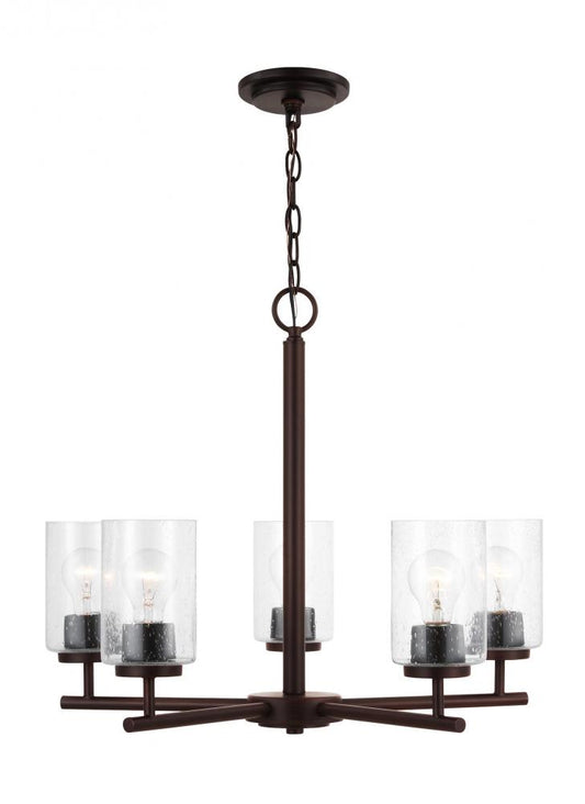 Generation Lighting 31171-710 Oslo indoor dimmable 5-light chandelier in a bronze finish with a clear seeded glass shade