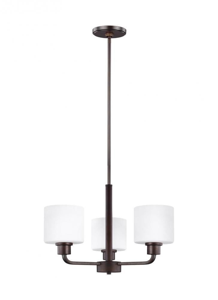 Generation Lighting 3128803EN3-710 Canfield modern 3-light LED indoor dimmable ceiling chandelier pendant light in bronze finish with e