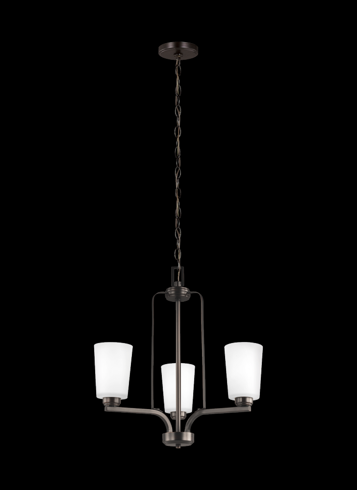 Generation Lighting 3128903EN3-710 Franport transitional 3-light LED indoor dimmable ceiling chandelier pendant light in bronze finish