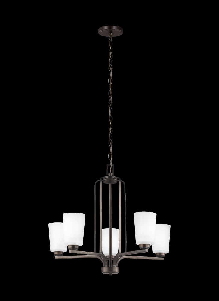 Generation Lighting 3128905EN3-710 Franport transitional 5-light indoor dimmable ceiling chandelier pendant light in bronze finish with