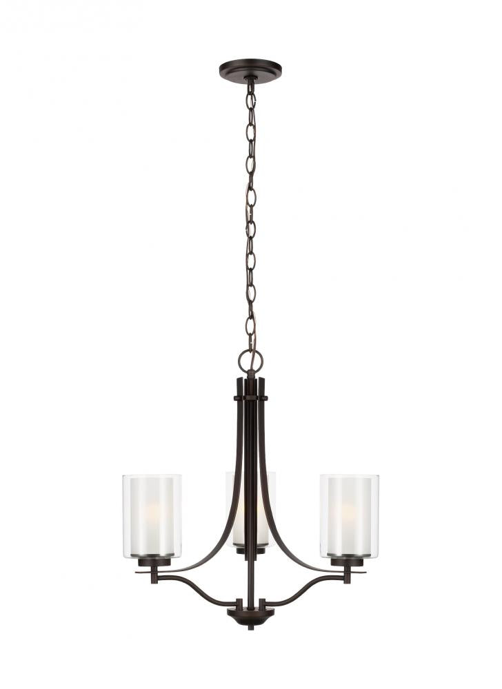 Generation Lighting 3137303-710 Elmwood Park traditional 3-light indoor dimmable ceiling chandelier pendant light in bronze finish w