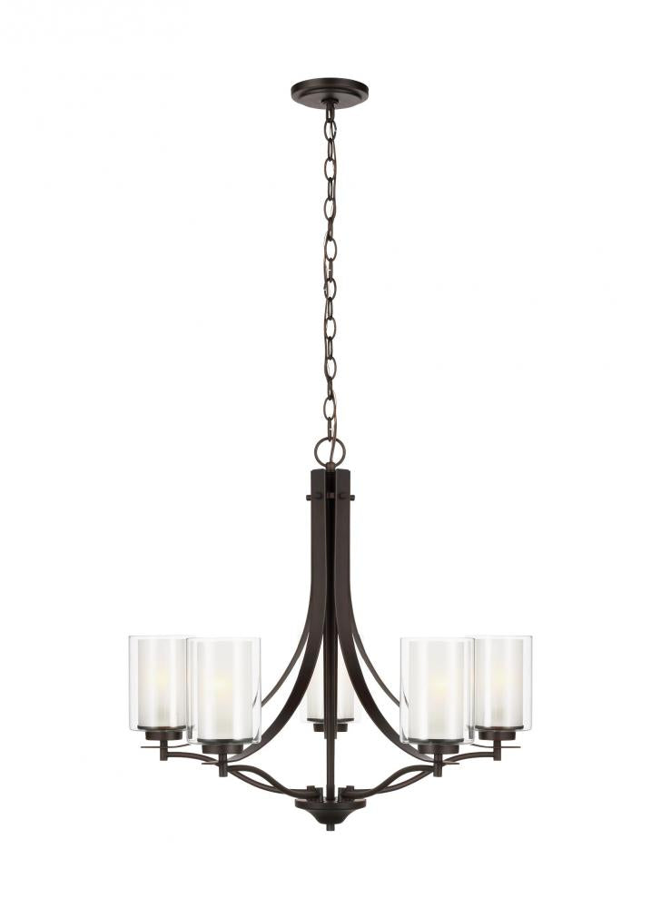 Generation Lighting 3137305EN3-710 Elmwood Park traditional 5-light LED indoor dimmable ceiling chandelier pendant light in bronze fini