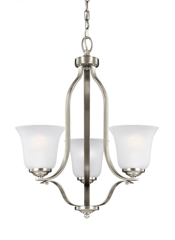 Generation Lighting 3139003-962 Emmons traditional 3-light indoor dimmable ceiling chandelier pendant light in brushed nickel silver
