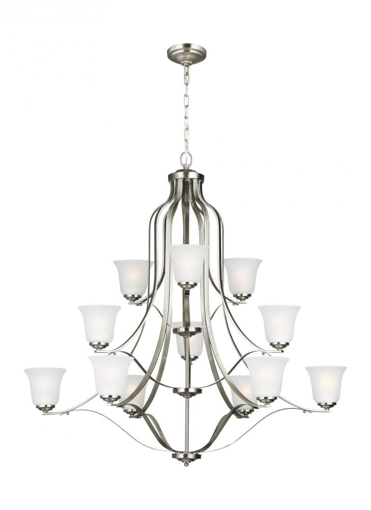 Generation Lighting 3139012-962 Emmons traditional 12-light indoor dimmable ceiling chandelier pendant light in brushed nickel silve