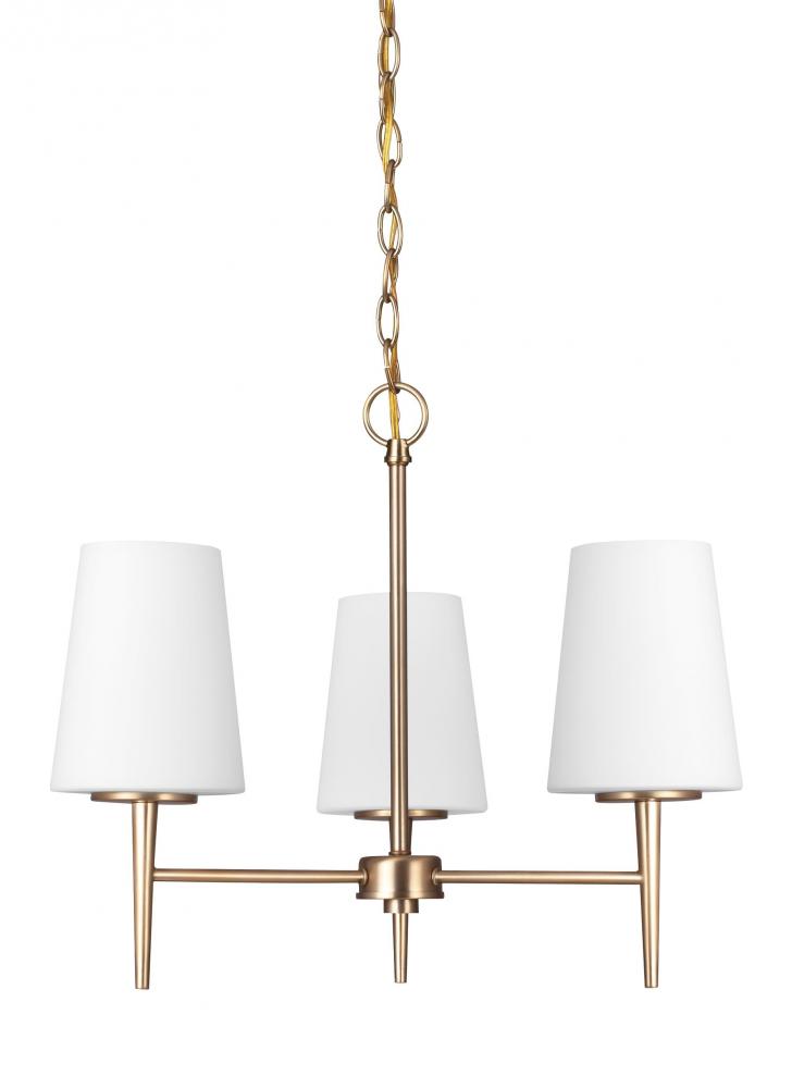 Generation Lighting 3140403-848 Driscoll contemporary 3-light indoor dimmable ceiling chandelier pendant light in satin brass gold f