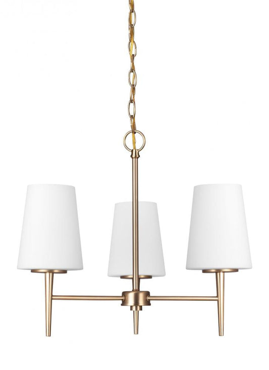 Generation Lighting 3140403-848 Driscoll contemporary 3-light indoor dimmable ceiling chandelier pendant light in satin brass gold f