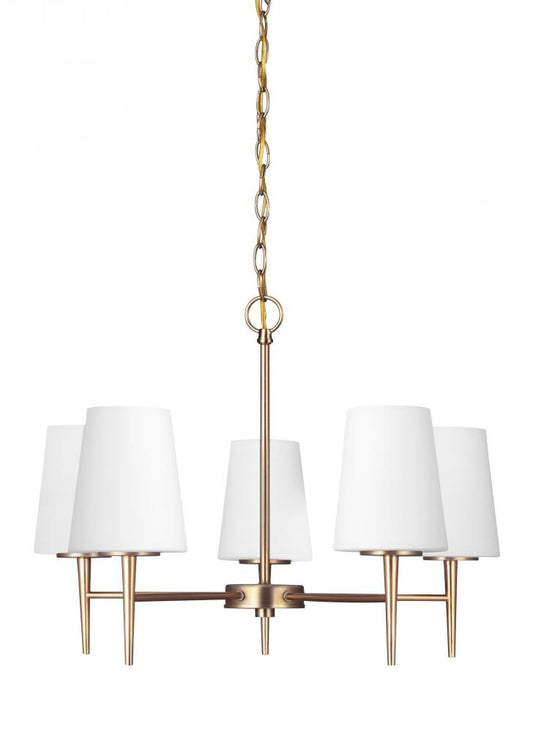 Generation Lighting 3140405-848 Driscoll contemporary 5-light indoor dimmable ceiling chandelier pendant light in satin brass gold f
