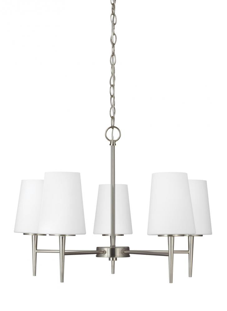 Generation Lighting 3140405EN3-962 Driscoll contemporary 5-light LED indoor dimmable ceiling chandelier pendant light in brushed nickel