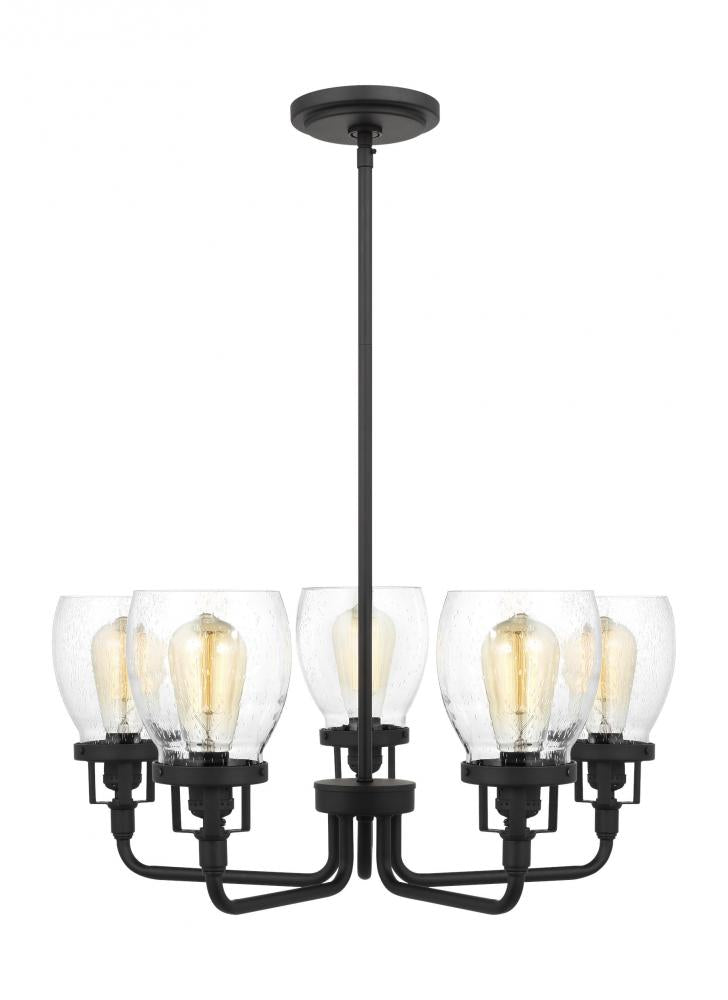 Generation Lighting 3214505-112 Belton transitional 5-light indoor dimmable ceiling up chandelier pendant light in midnight black fi