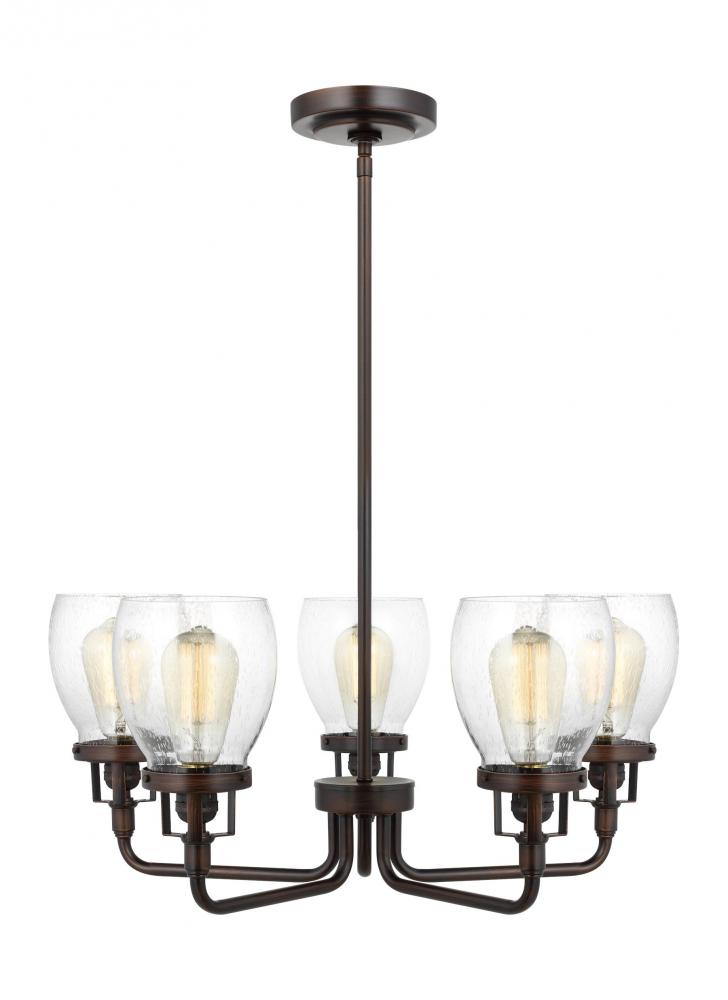 Generation Lighting 3214505-710 Belton transitional 5-light indoor dimmable ceiling up chandelier pendant light in bronze finish wit
