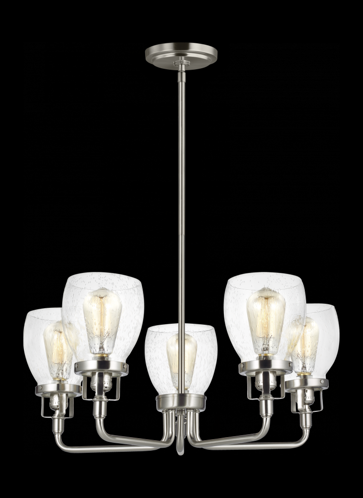Generation Lighting 3214505-962 Belton transitional 5-light indoor dimmable ceiling up chandelier pendant light in brushed nickel si