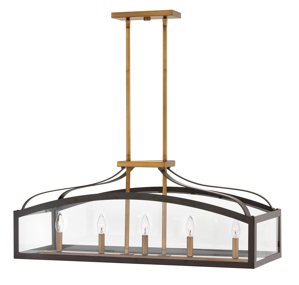 Hinkley 3416BZ Large Five Light Linear Chandelier
