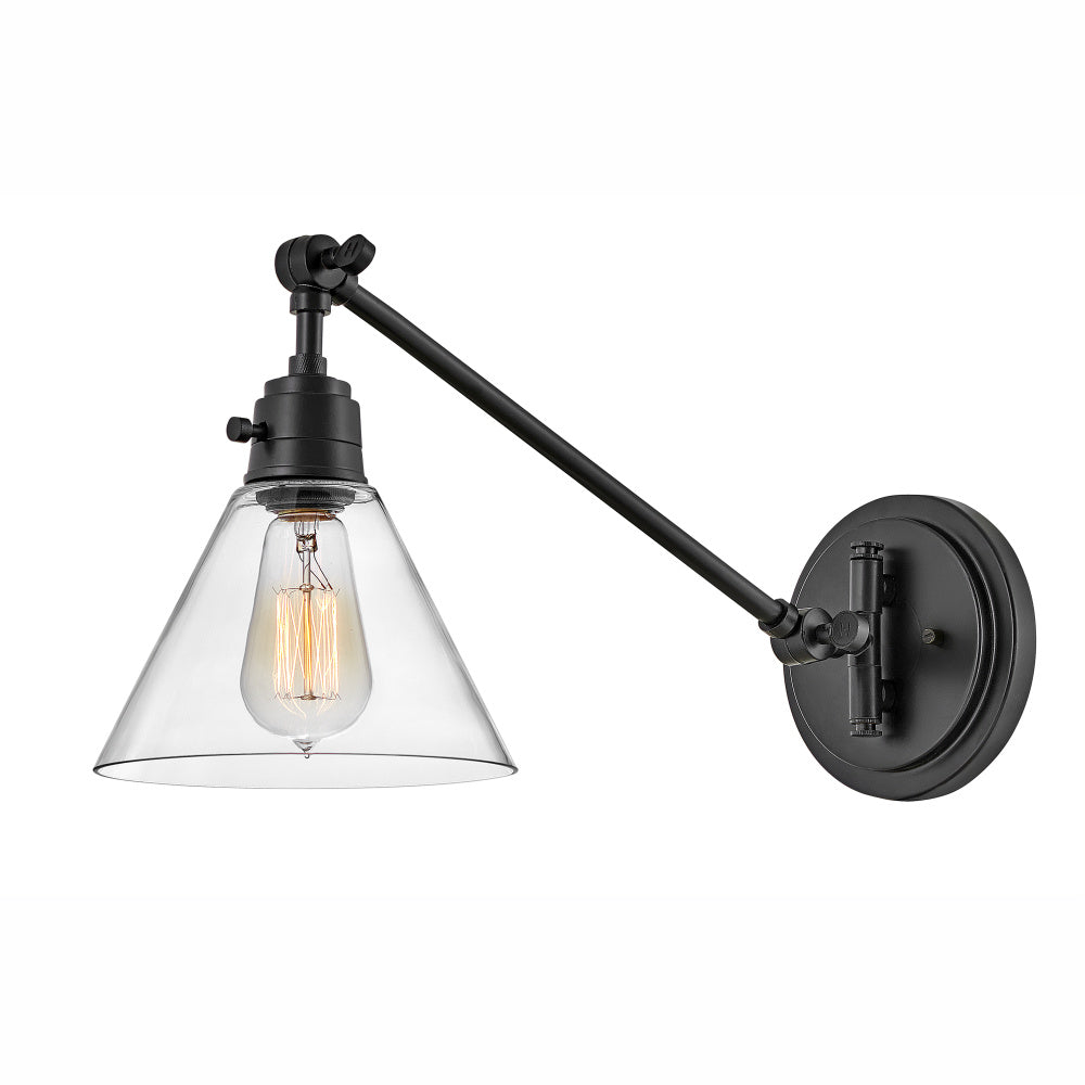 Hinkley 3690BK-CL Medium Swing Arm Single Light Sconce
