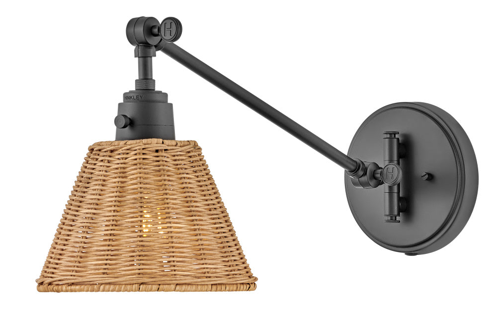 Hinkley 3690BK-NAT Medium Swing Arm Single Light Sconce