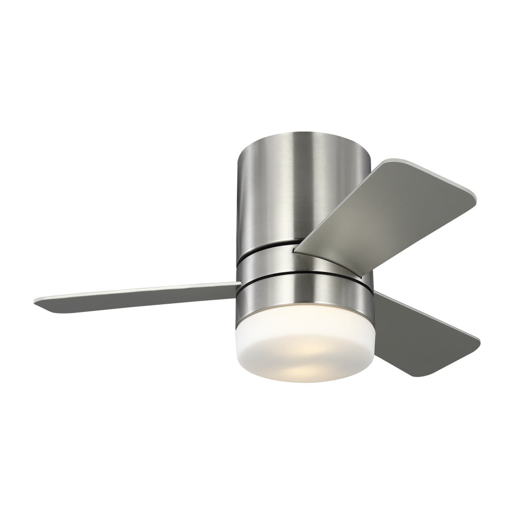 Generation Lighting 3ERHR32BSD Era 32 Hugger LED Ceiling Fan in Brushed Nickel w/ Silver/American Walnut Reversible Blades & Lt Kit