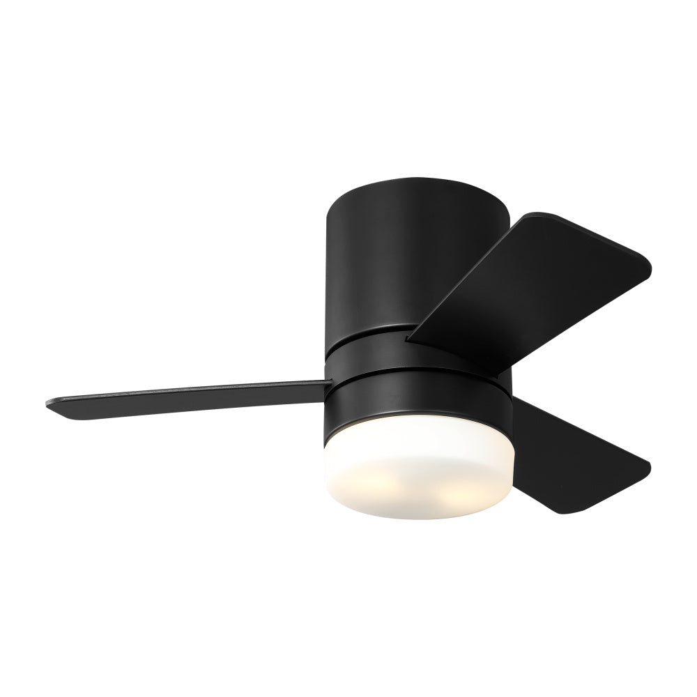 Generation Lighting 3ERHR32MBKD Era 32 Hugger LED Ceiling Fan in Midnight Blk W/ Midnight Blk/American Walnut Reversible Blades