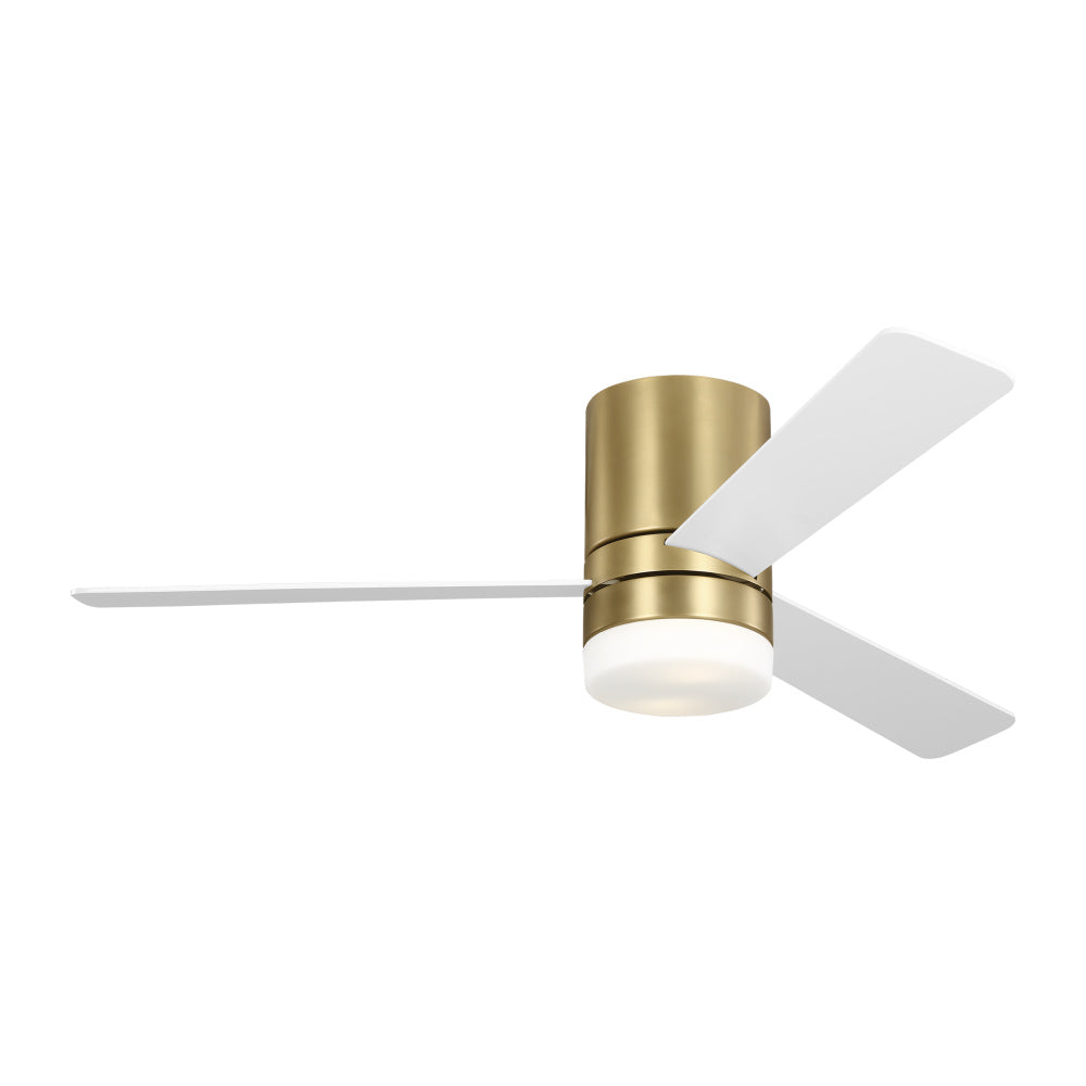 Generation Lighting 3ERHR52BBSD Era 52 Hugger LED Ceiling Fan in Burnished Brass with Matte White Blades and Light Kit