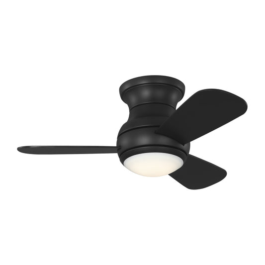 Generation Lighting 3OBSHR32MBKD Orbis 32 Hugger LED Ceiling Fan in Midnight Black with Midnight Black Blades and Light Kit