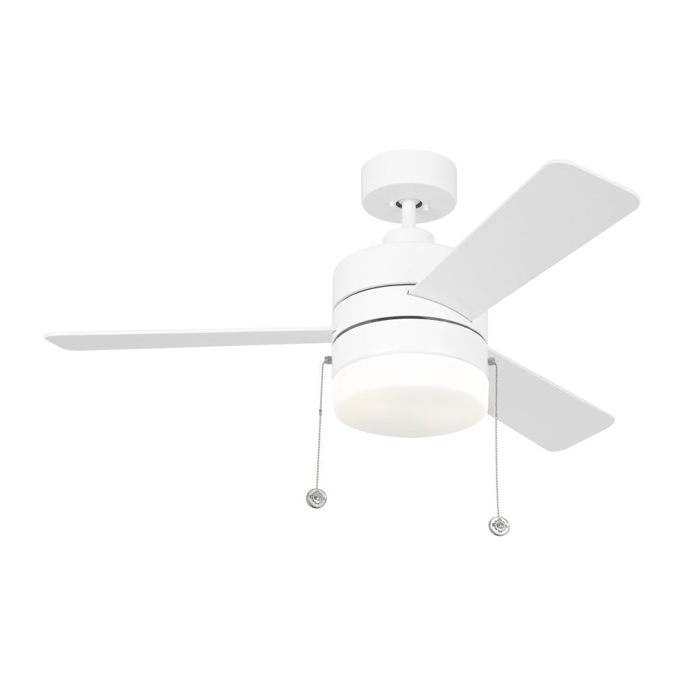 Generation Lighting 3SY44RZWD Syrus 44 LED Ceiling Fan in Matte White with Matte White Blades and Light Kit