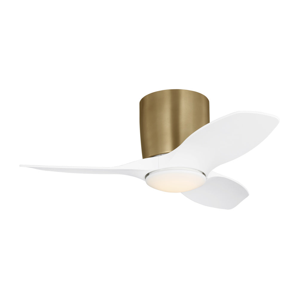 Generation Lighting 3TTHR32SBD Titus 32 Hugger LED Ceiling Fan in Satin Brass with Matte White Blades and Light Kit