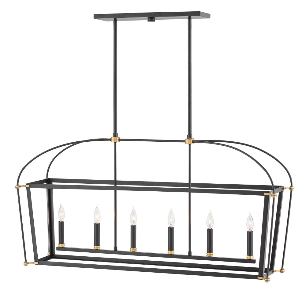 Hinkley 4054BK Medium Six Light Open Frame Linear