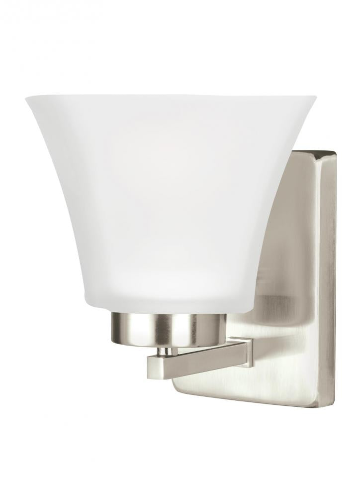 Generation Lighting 4111601EN3-962 Bayfield contemporary 1-light LED indoor dimmable bath vanity wall sconce in brushed nickel silver f