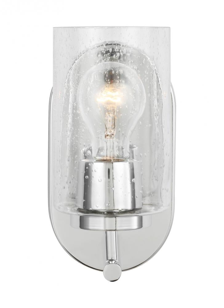 Generation Lighting 41170-05 Oslo dimmable 1-light wall bath sconce in a chrome finish with clear seeded glass shade