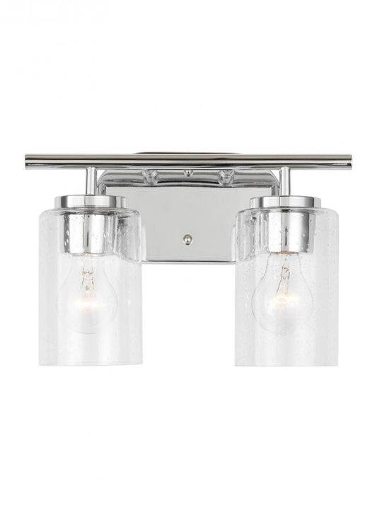 Generation Lighting 41171-05 Oslo dimmable 2-light wall bath sconce in a chrome finish with clear seeded glass shade