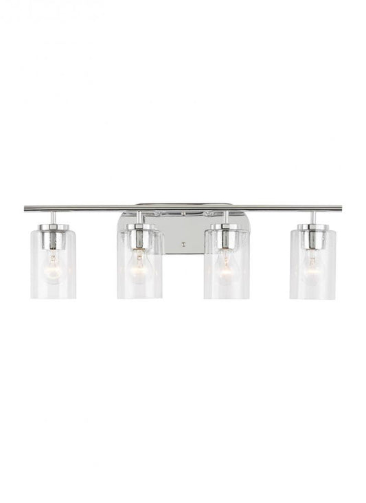 Generation Lighting 41173-05 Oslo dimmable 4-light wall bath sconce in a chrome finish with clear seeded glass shade
