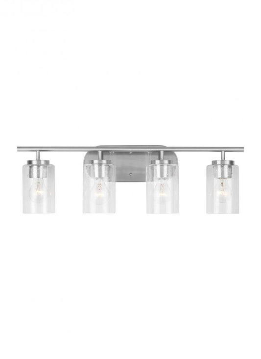 Generation Lighting 41173-962 Oslo dimmable 3-light wall bath sconce in a brushed nickel finish with clear seeded glass shade
