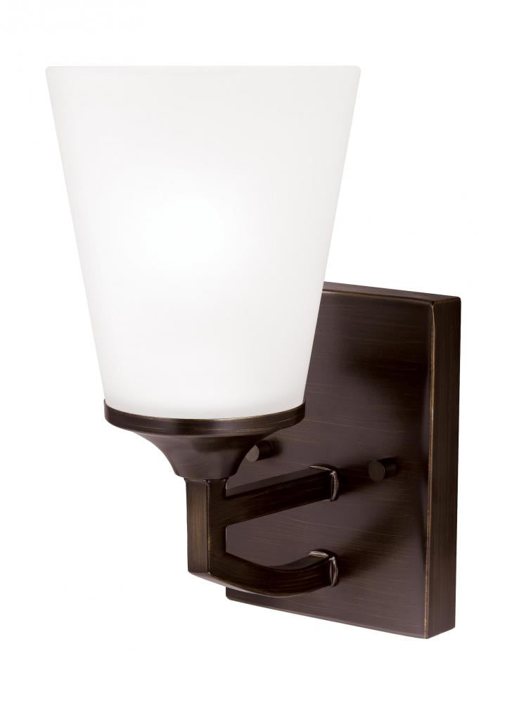 Generation Lighting 4124501EN3-710 Hanford traditional 1-light LED indoor dimmable bath vanity wall sconce in bronze finish with satin