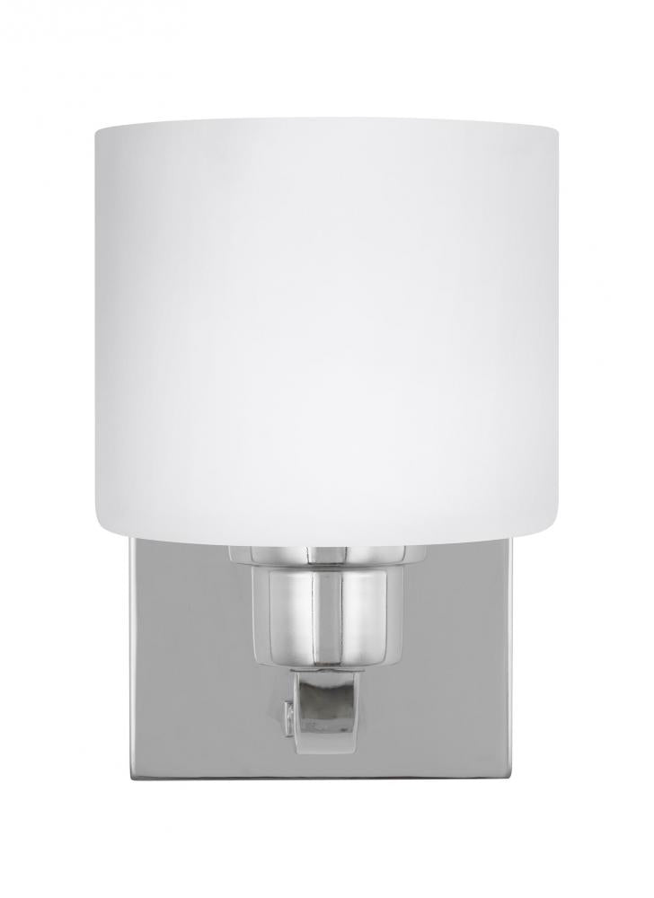 Generation Lighting 4128801EN3-05 Canfield modern 1-light LED indoor dimmable bath vanity wall sconce in chrome silver finish with etc