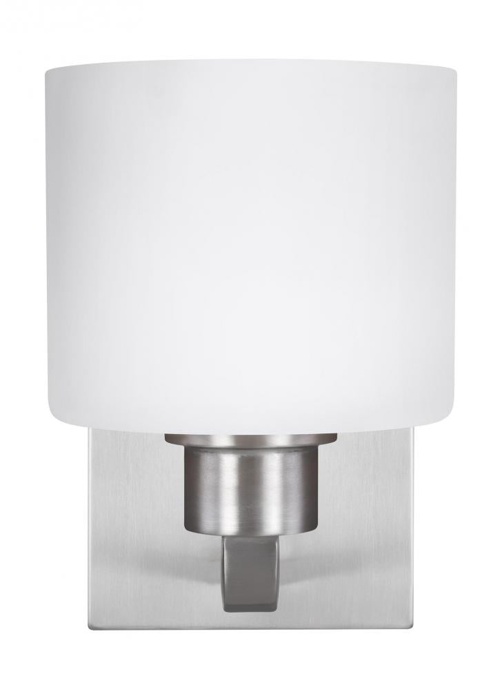 Generation Lighting 4128801EN3-962 Canfield modern 1-light LED indoor dimmable bath vanity wall sconce in brushed nickel silver finish