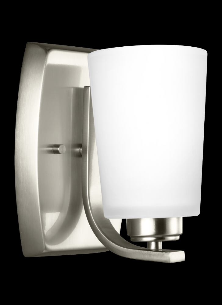Generation Lighting 4128901-962 Franport transitional 1-light indoor dimmable bath vanity wall sconce in brushed nickel silver finis