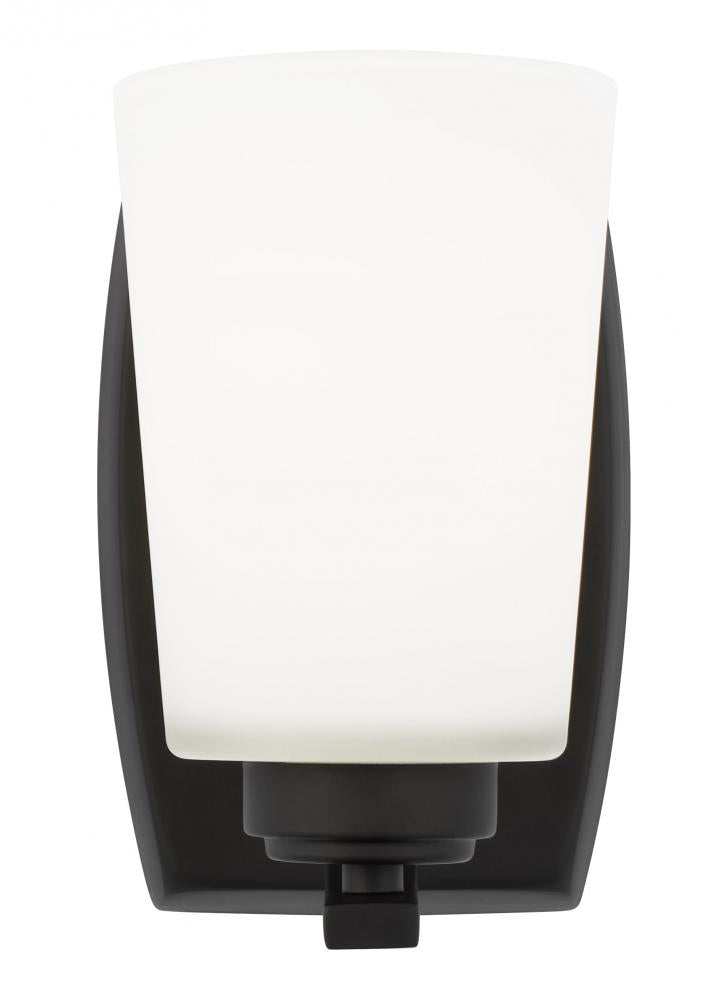 Generation Lighting 4128901EN3-112 Franport transitional 1-light LED indoor dimmable bath vanity wall sconce in midnight black finish w