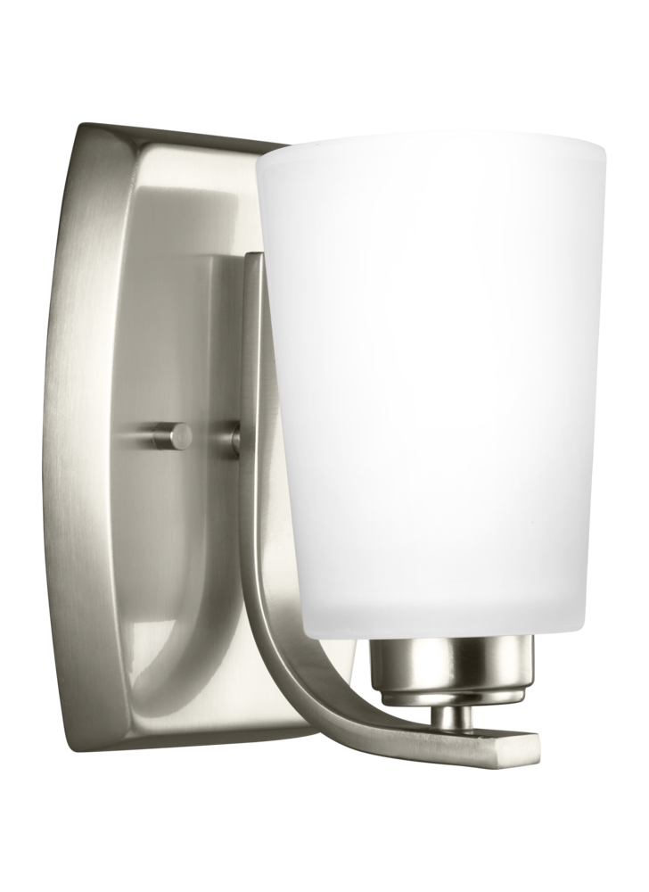 Generation Lighting 4128901EN3-962 Franport transitional 1-light LED indoor dimmable bath vanity wall sconce in brushed nickel silver f