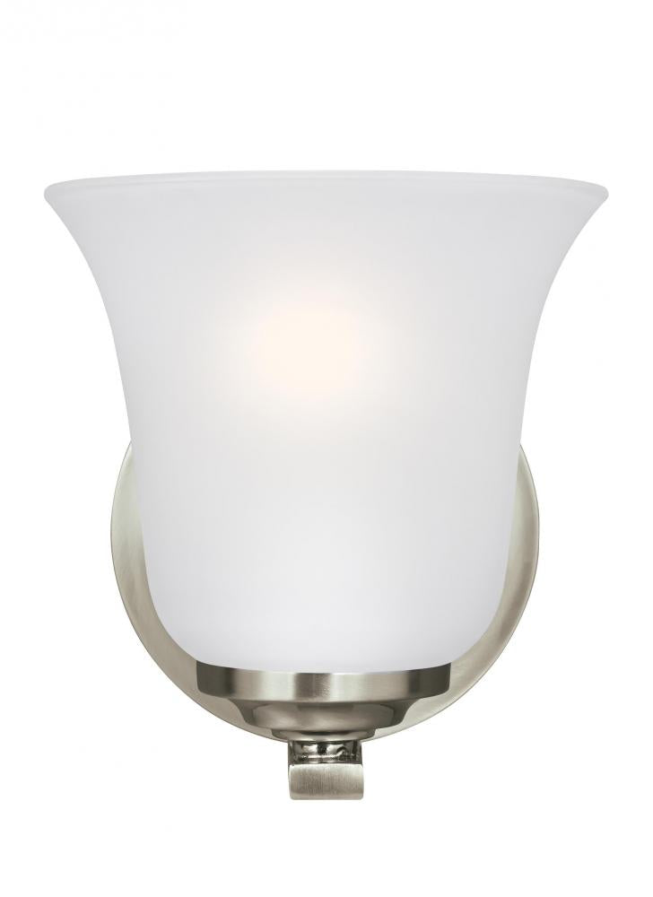 Generation Lighting 4139001EN3-962 Emmons traditional 1-light LED indoor dimmable bath vanity wall sconce in brushed nickel silver fini