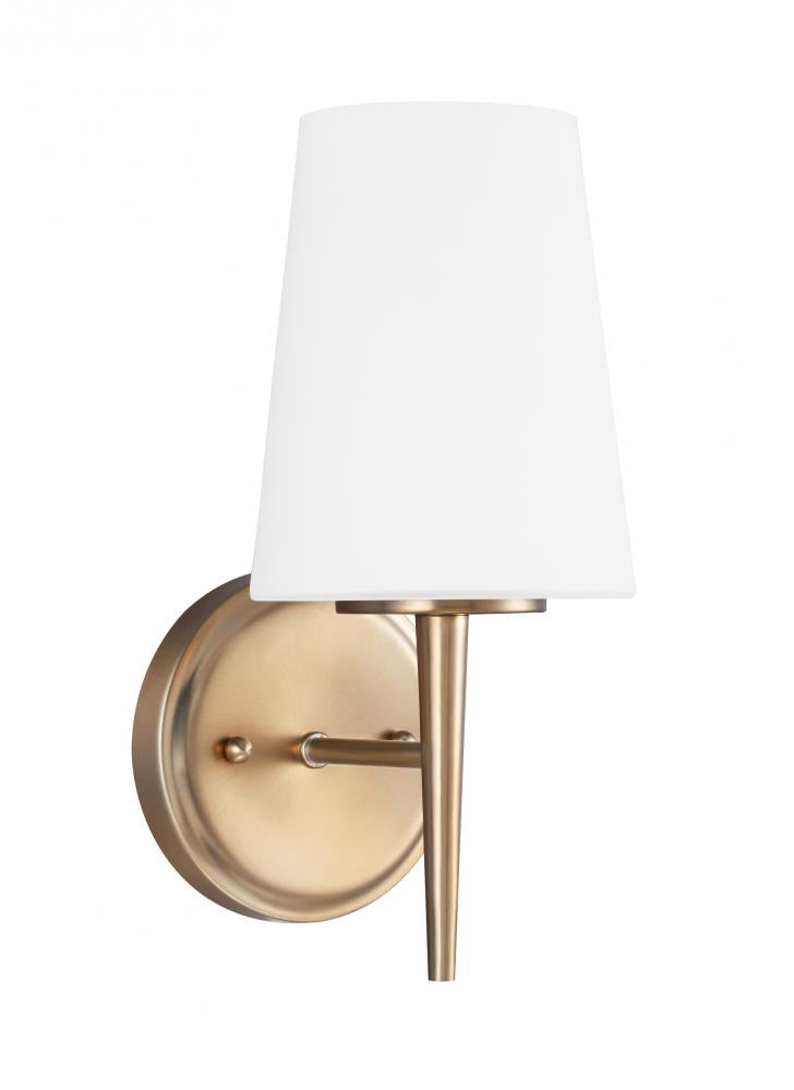 Generation Lighting 4140401-848 Driscoll contemporary 1-light indoor dimmable bath vanity wall sconce in satin brass gold finish wit