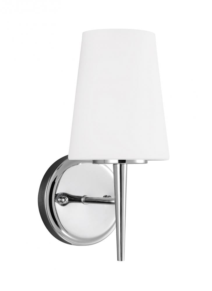 Generation Lighting 4140401EN3-05 Driscoll contemporary 1-light LED indoor dimmable bath vanity wall sconce in chrome silver finish wi