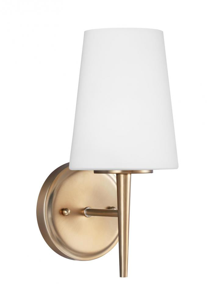 Generation Lighting 4140401EN3-848 Driscoll contemporary 1-light LED indoor dimmable bath vanity wall sconce in satin brass gold finish