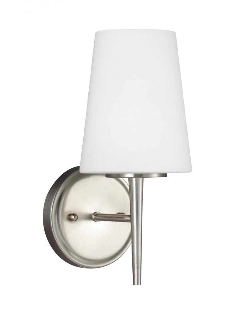 Generation Lighting 4140401EN3-962 Driscoll contemporary 1-light LED indoor dimmable bath vanity wall sconce in brushed nickel silver f