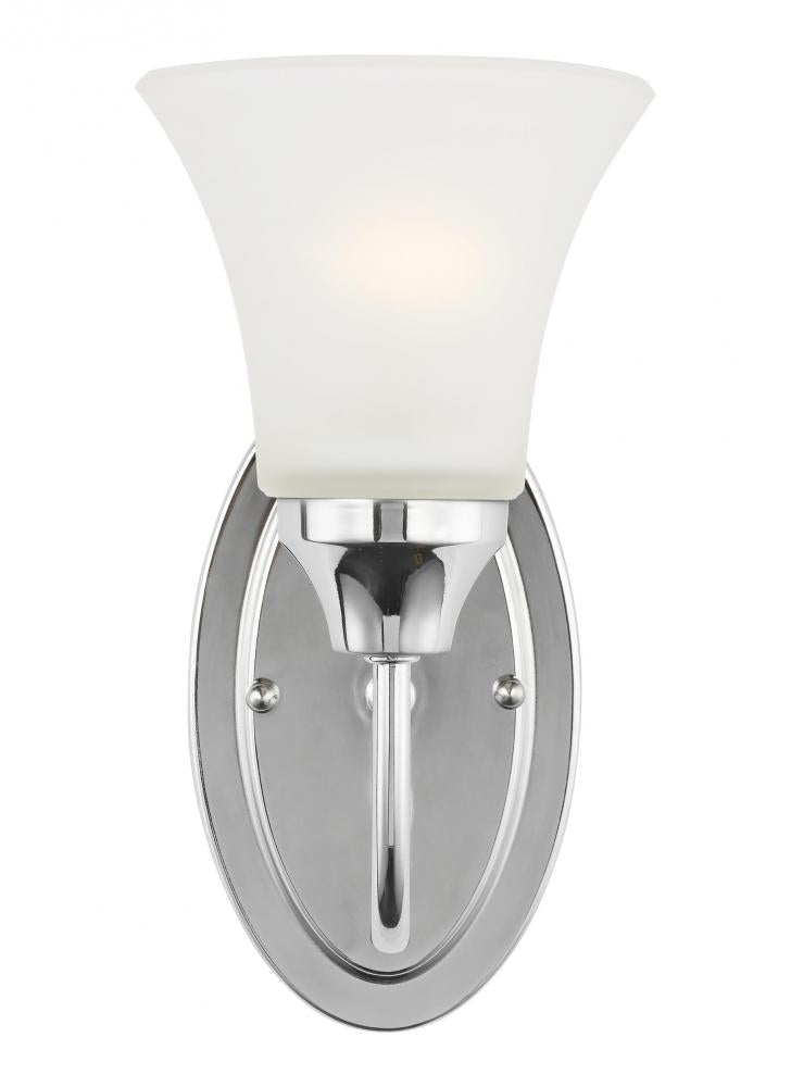 Generation Lighting 41806EN3-05 Holman traditional 1-light LED indoor dimmable bath vanity wall sconce in chrome silver finish with