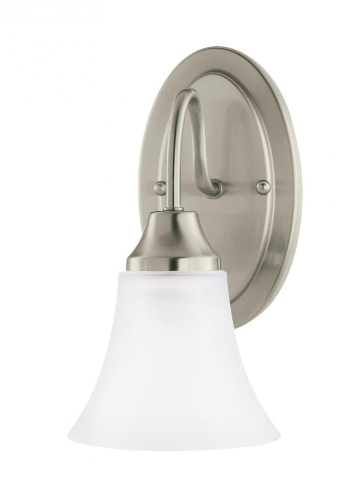 Generation Lighting 41806EN3-962 Holman traditional 1-light LED indoor dimmable bath vanity wall sconce in brushed nickel silver fini