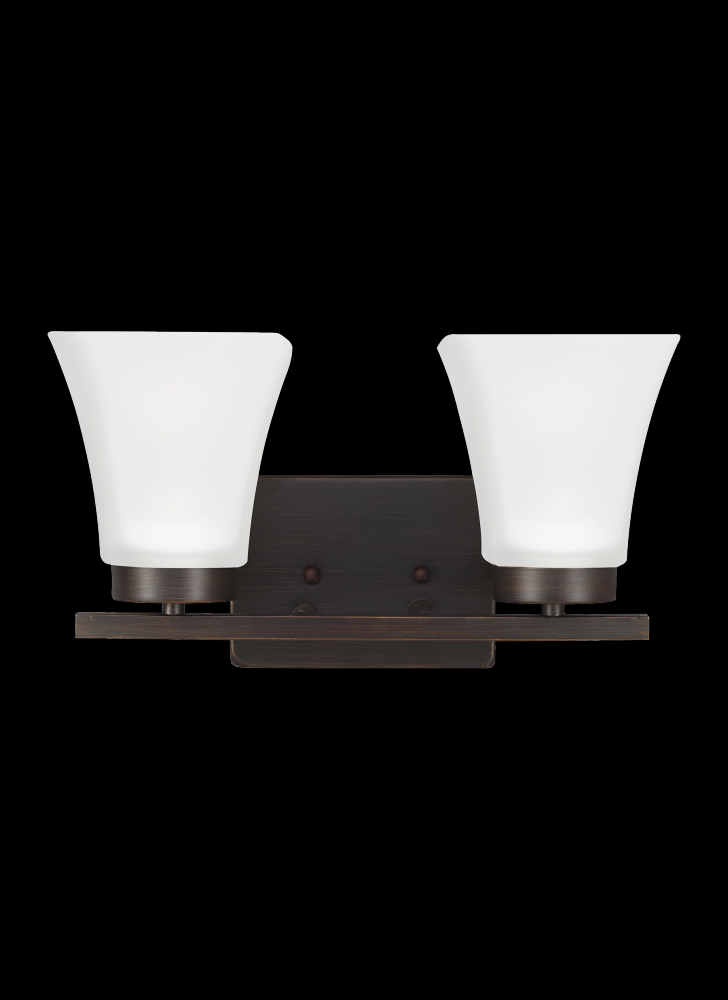 Generation Lighting 4411602-710 Bayfield contemporary 2-light indoor dimmable bath vanity wall sconce in bronze finish with satin et